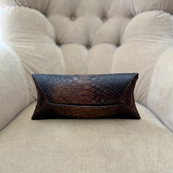 VTG Auth GLEN ARTHUR Genuine Python Snake Luxurious Brown Art Deco Clutch Bag - Picture 2 of 5